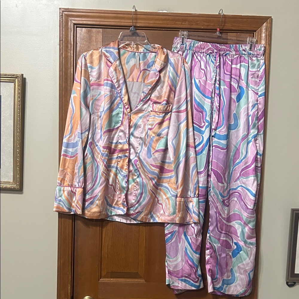 Anthropologie Satin Pajama Set medium
